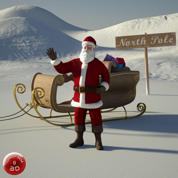 3d scene santa claus model - Christmas Scene by PolyTron