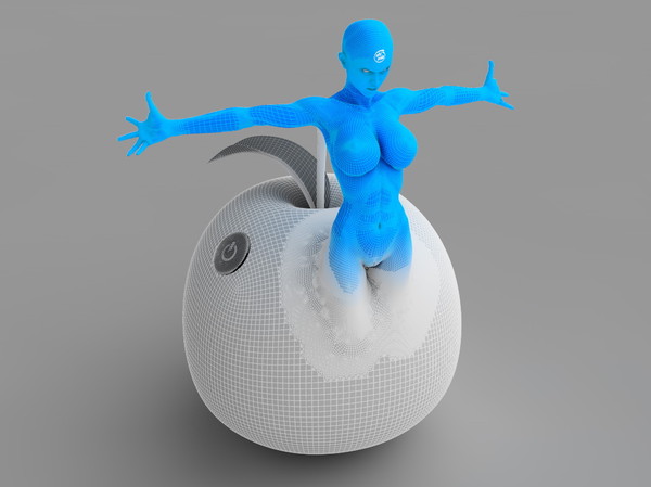 3d blue girl apple computer model - Blue Apple Computer Girl... by scyrus