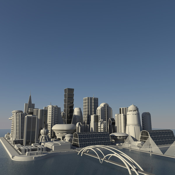 lwo futuristic cityscape - Futuristic City... by AhearnART