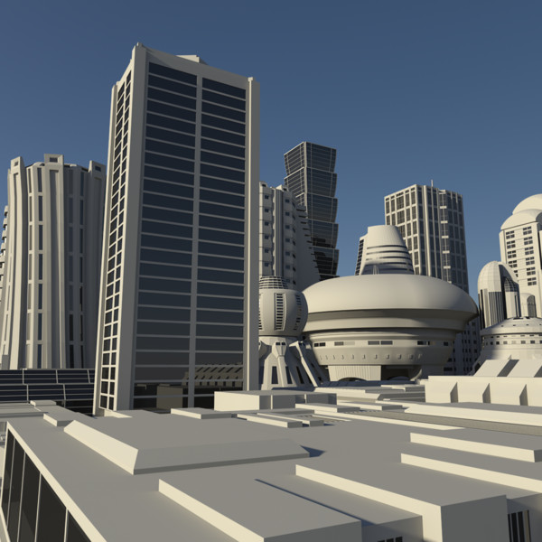 lwo futuristic cityscape - Futuristic City... by AhearnART