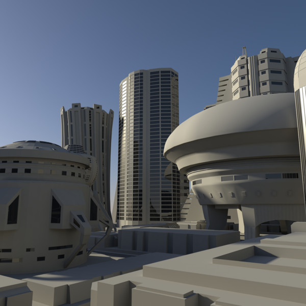 lwo futuristic cityscape - Futuristic City... by AhearnART
