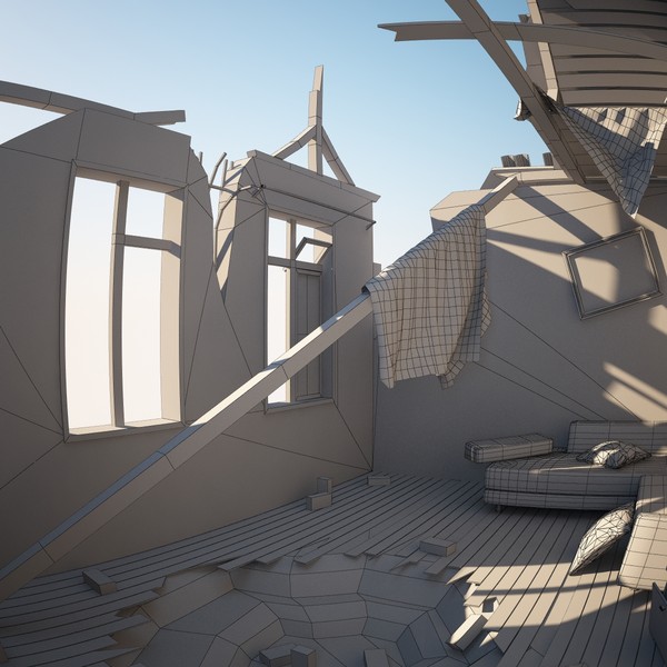 maya destroyed building - Destroyed and not Destroyed Building by Stubborn3D