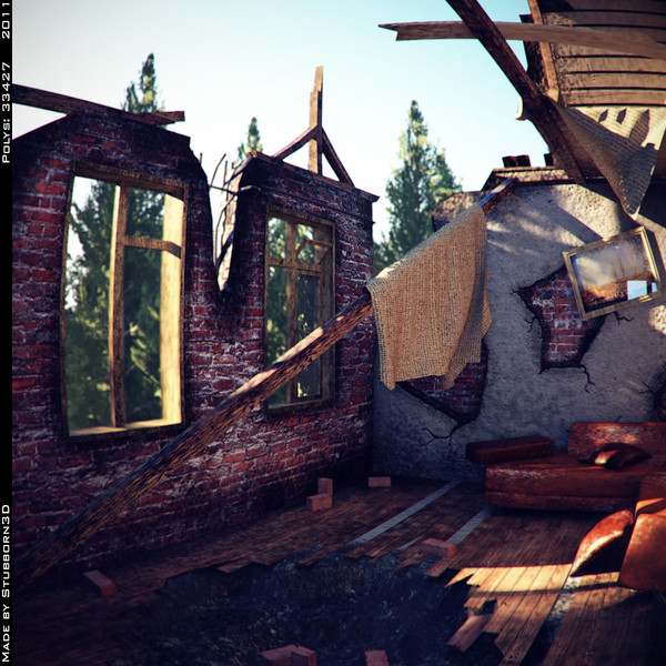 maya destroyed building - Destroyed and not Destroyed Building by Stubborn3D