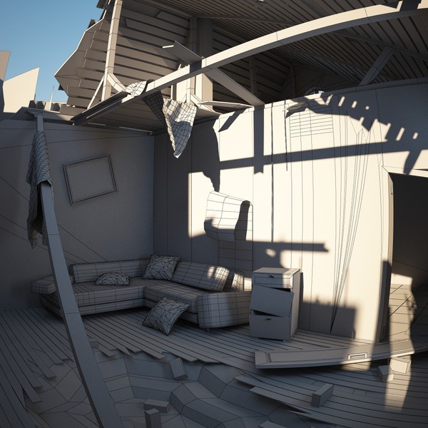 maya destroyed building - Destroyed and not Destroyed Building by Stubborn3D