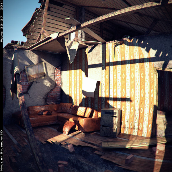 maya destroyed building - Destroyed and not Destroyed Building by Stubborn3D