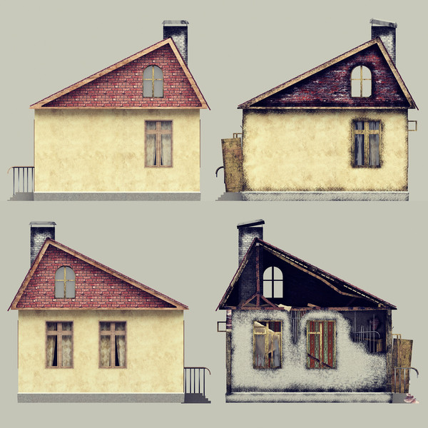 maya destroyed building - Destroyed and not Destroyed Building by Stubborn3D