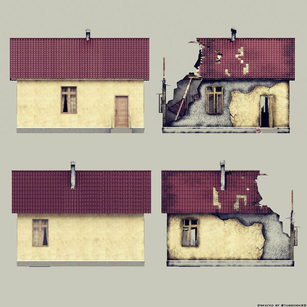 maya destroyed building - Destroyed and not Destroyed Building by Stubborn3D
