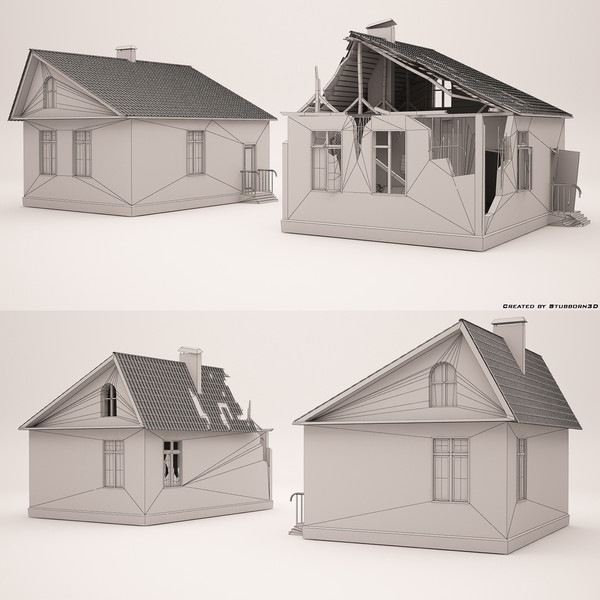 maya destroyed building - Destroyed and not Destroyed Building by Stubborn3D