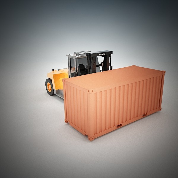 toyota 4fd forklift small 3d 3ds - Forklift 4FD & Small Container by QLEE