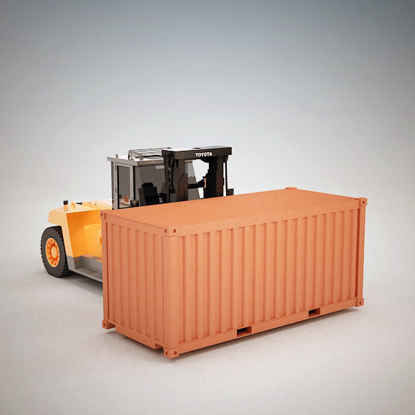toyota 4fd forklift small 3d 3ds - Forklift 4FD & Small Container by QLEE
