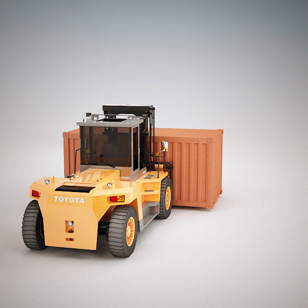 toyota 4fd forklift small 3d 3ds - Forklift 4FD & Small Container by QLEE
