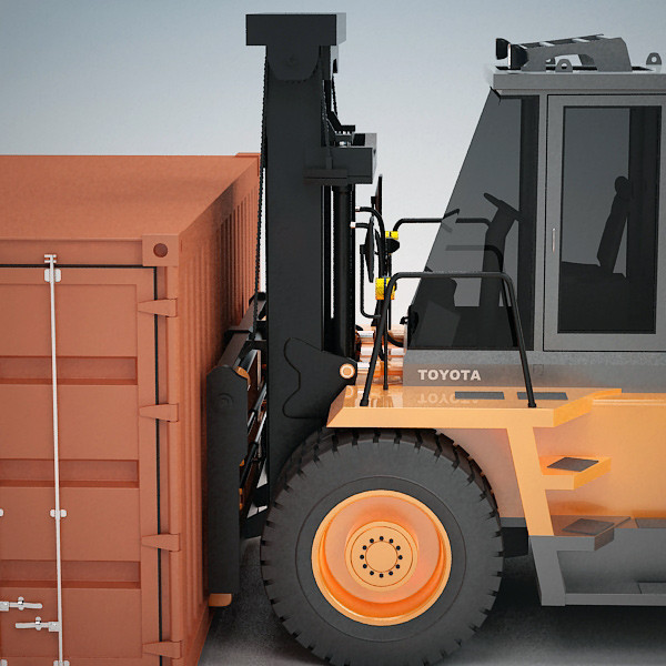 toyota 4fd forklift small 3d 3ds - Forklift 4FD & Small Container by QLEE