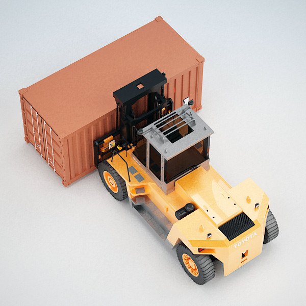 toyota 4fd forklift small 3d 3ds - Forklift 4FD & Small Container by QLEE