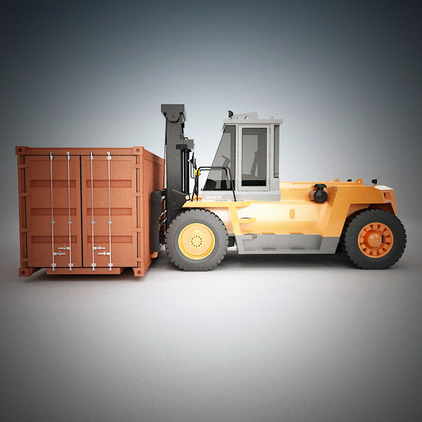 toyota 4fd forklift small 3d 3ds - Forklift 4FD & Small Container by QLEE
