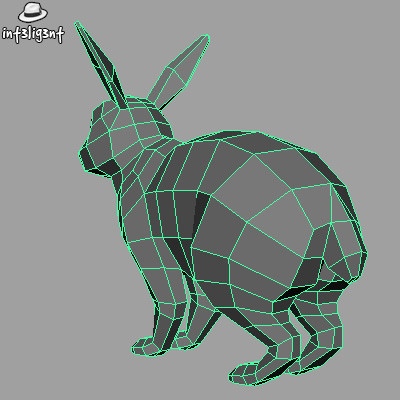 topology 3d max - Low Poly Rabbit by Int3lig3nt