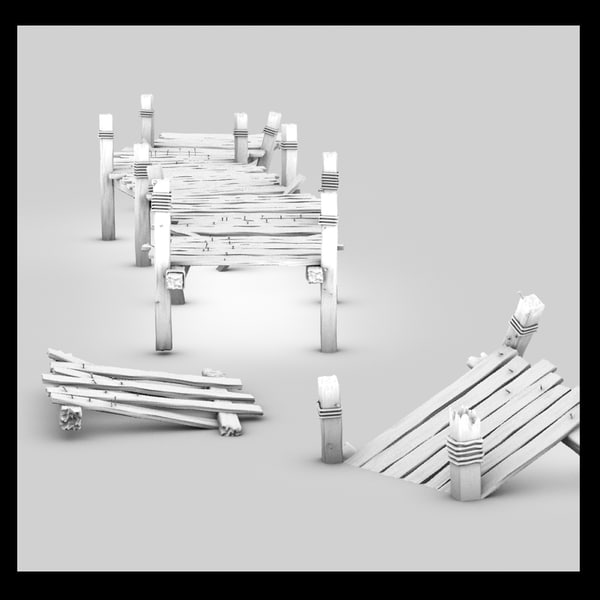 wood wooden pier 3d 3ds - wooden pier... by Litarvan