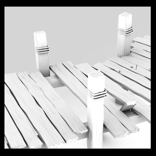 wood wooden pier 3d 3ds - wooden pier... by Litarvan