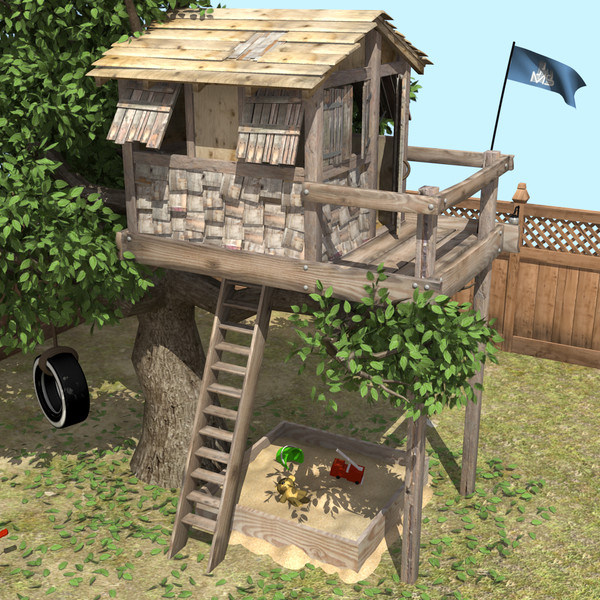 backyard treehouse scene tree 3d model - Treehouse Scene by MS Visualization