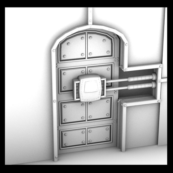 3d metal door moving - metal side moving door textured... by Litarvan
