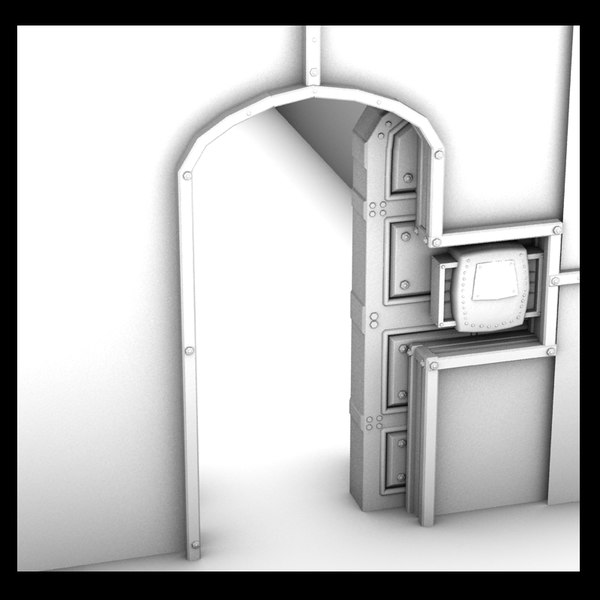 3d metal door moving - metal side moving door textured... by Litarvan
