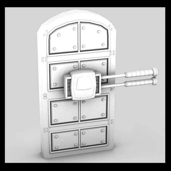 3d metal door moving - metal side moving door textured... by Litarvan