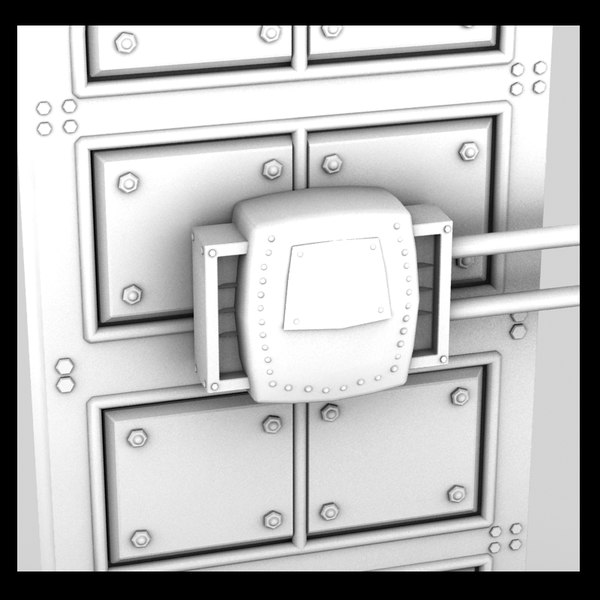 3d metal door moving - metal side moving door textured... by Litarvan