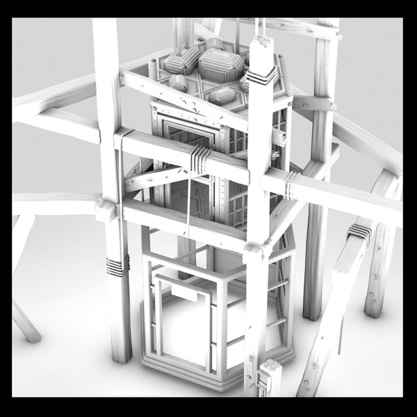 elevator old 3d 3ds - old elevator textured... by Litarvan