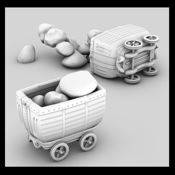 3d metal carts model - mine cart textured... by Litarvan
