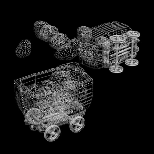 3d metal carts model - mine cart textured... by Litarvan