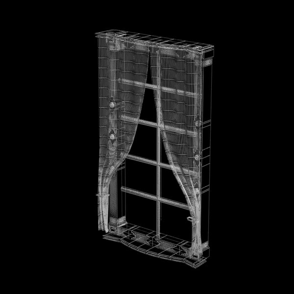 window wood curtain 3d model - window textured... by Litarvan