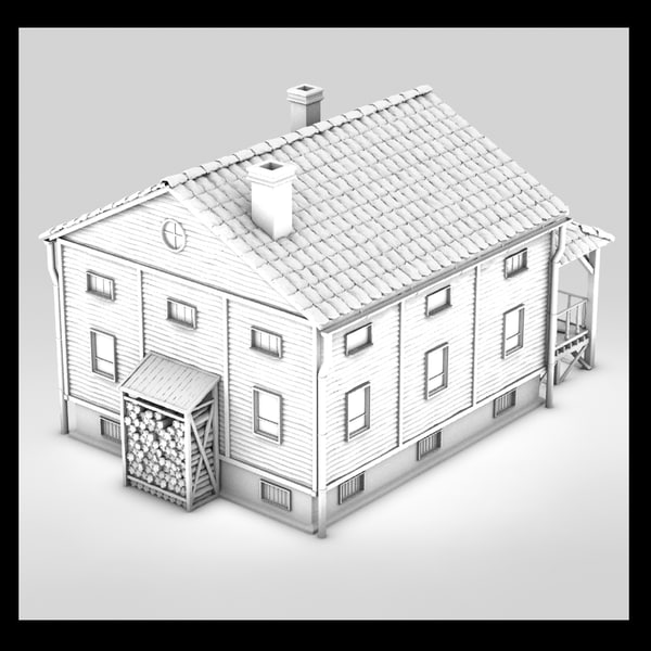 wooden planks 3d model - american building textured by Litarvan