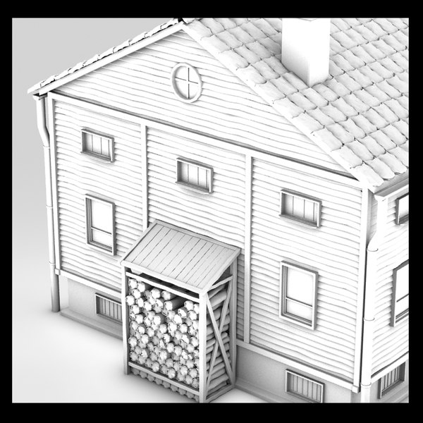 wooden planks 3d model - american building textured by Litarvan