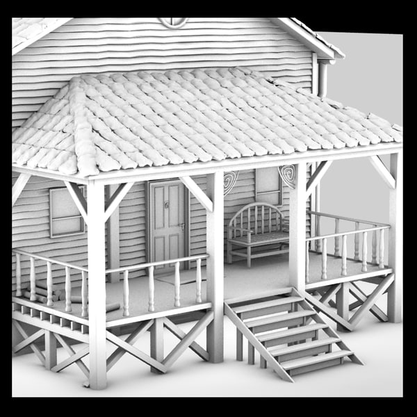 wooden planks 3d model - american building textured by Litarvan
