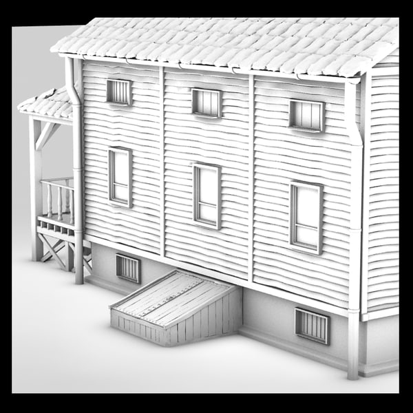 wooden planks 3d model - american building textured by Litarvan