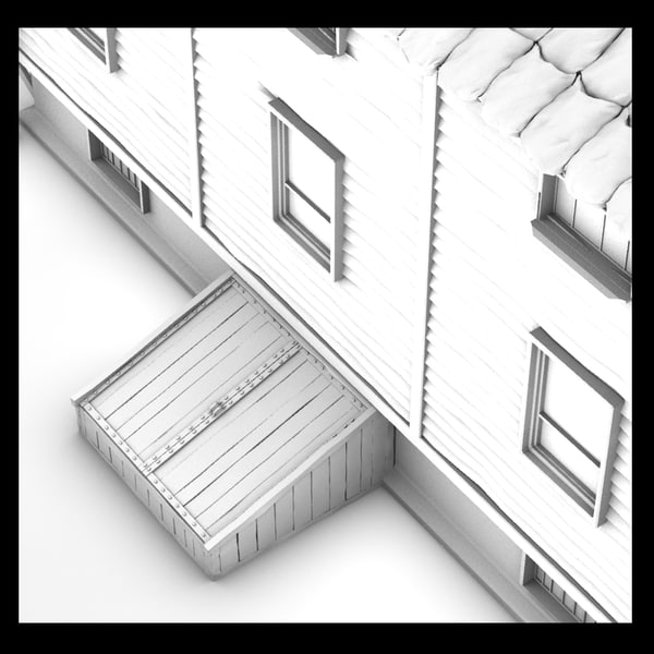 wooden planks 3d model - american building textured by Litarvan