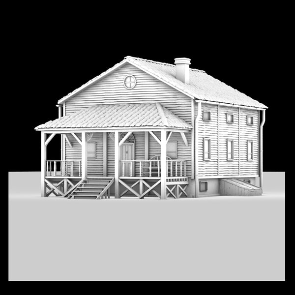 wooden planks 3d model - american building textured by Litarvan