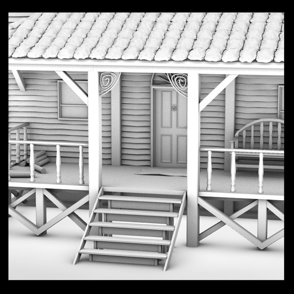 wooden planks 3d model - american building textured by Litarvan