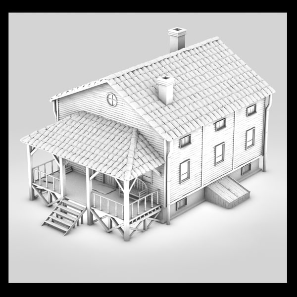 wooden planks 3d model - american building textured by Litarvan