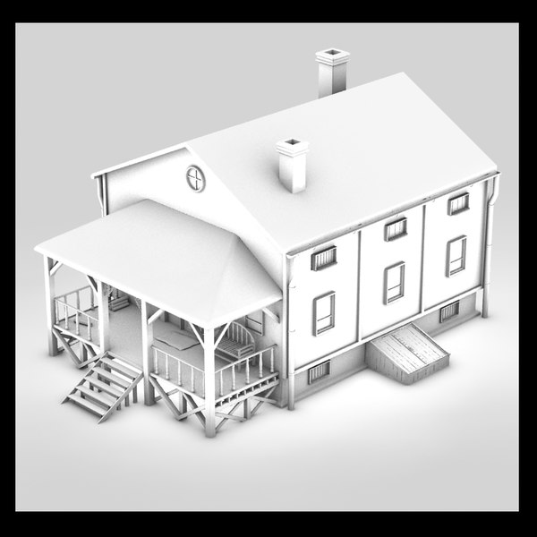 wooden planks 3d model - american building textured by Litarvan