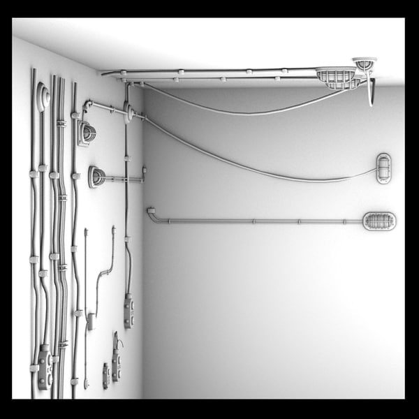 cables wall 3d model - cables on wall collection textured by Litarvan