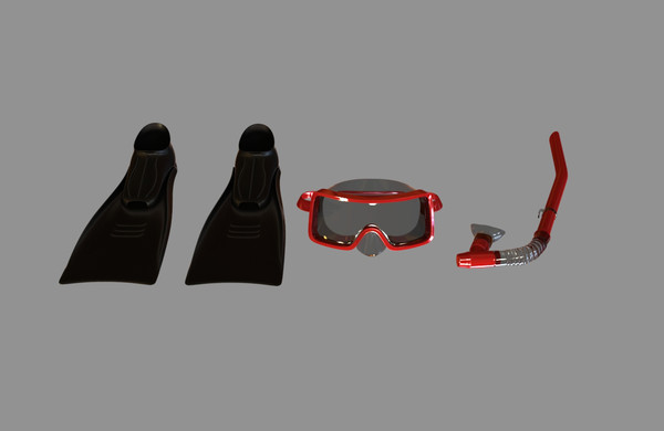 3d model diving mask tube - Diving Set by dentonvanzan