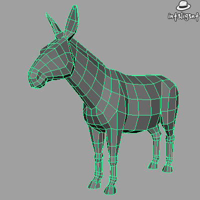 edge loop 3ds - Low Poly Donkey by Int3lig3nt