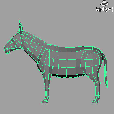edge loop 3ds - Low Poly Donkey by Int3lig3nt