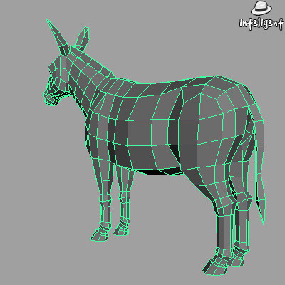 edge loop 3ds - Low Poly Donkey by Int3lig3nt