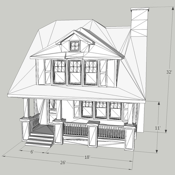 3ds exterior craftman house - House Craftsman Narrow Lot... by chaosfractal