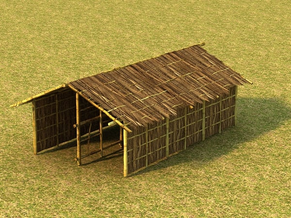 bamboo house 3d model - bamboo house textured by Litarvan