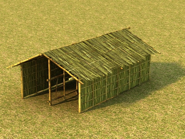 bamboo house 3d model - bamboo house textured by Litarvan
