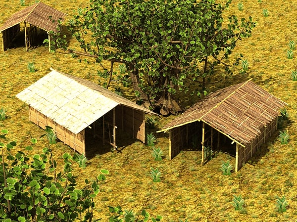 bamboo house 3d model - bamboo house textured by Litarvan