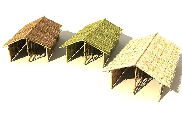 bamboo house 3d model - bamboo house textured by Litarvan