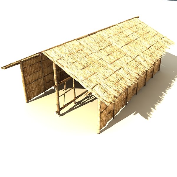 bamboo house 3d model - bamboo house textured by Litarvan